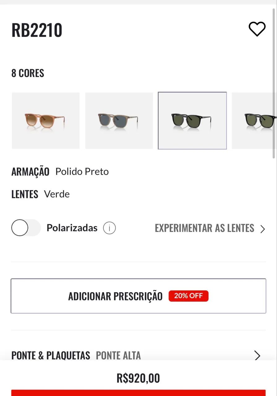 Ray Ban RB2210 com cupom fiscal  - Foto 4