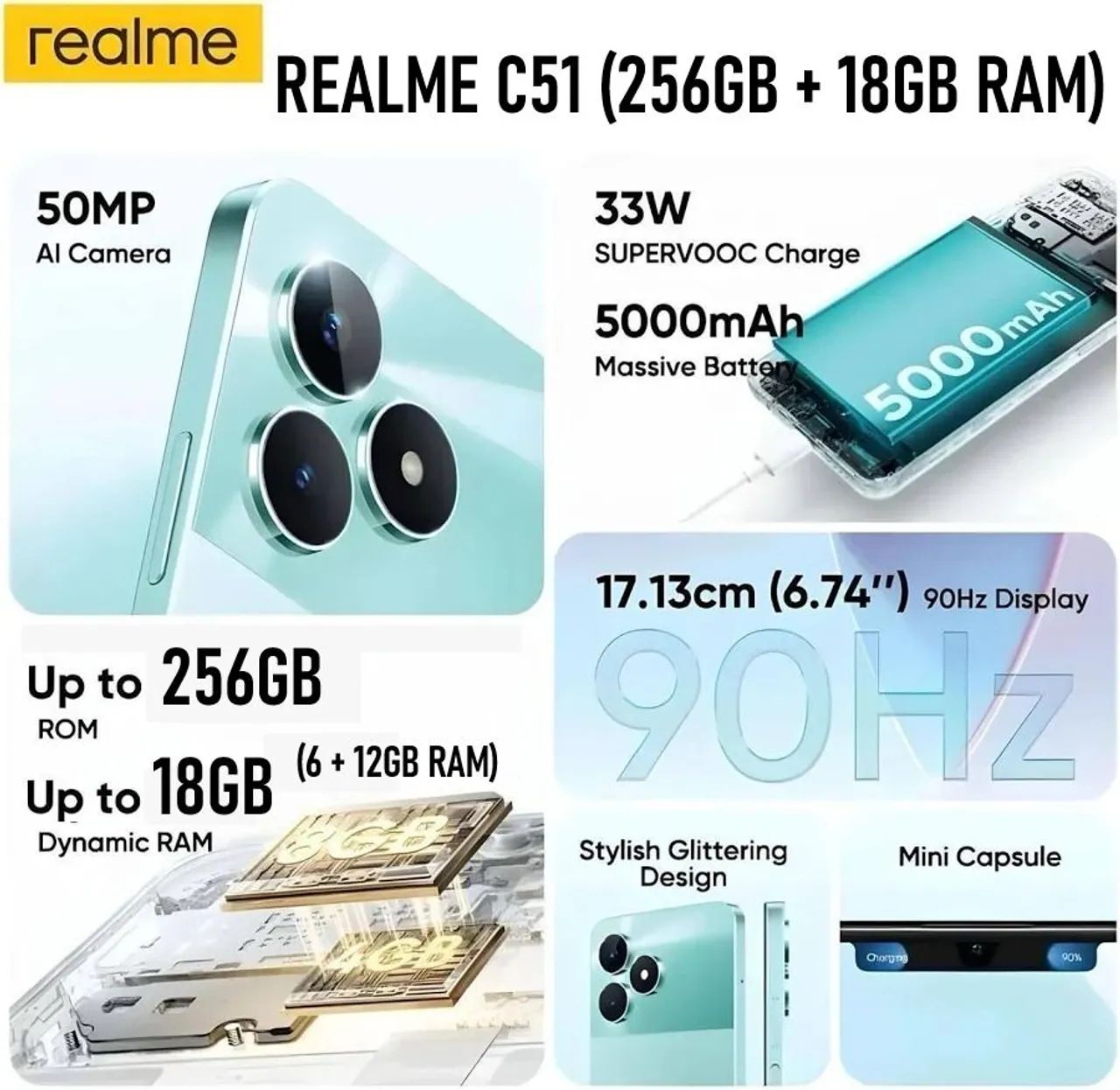 Realme C51 256Gb Azul 12Bg RAM Android 15 - Foto 2