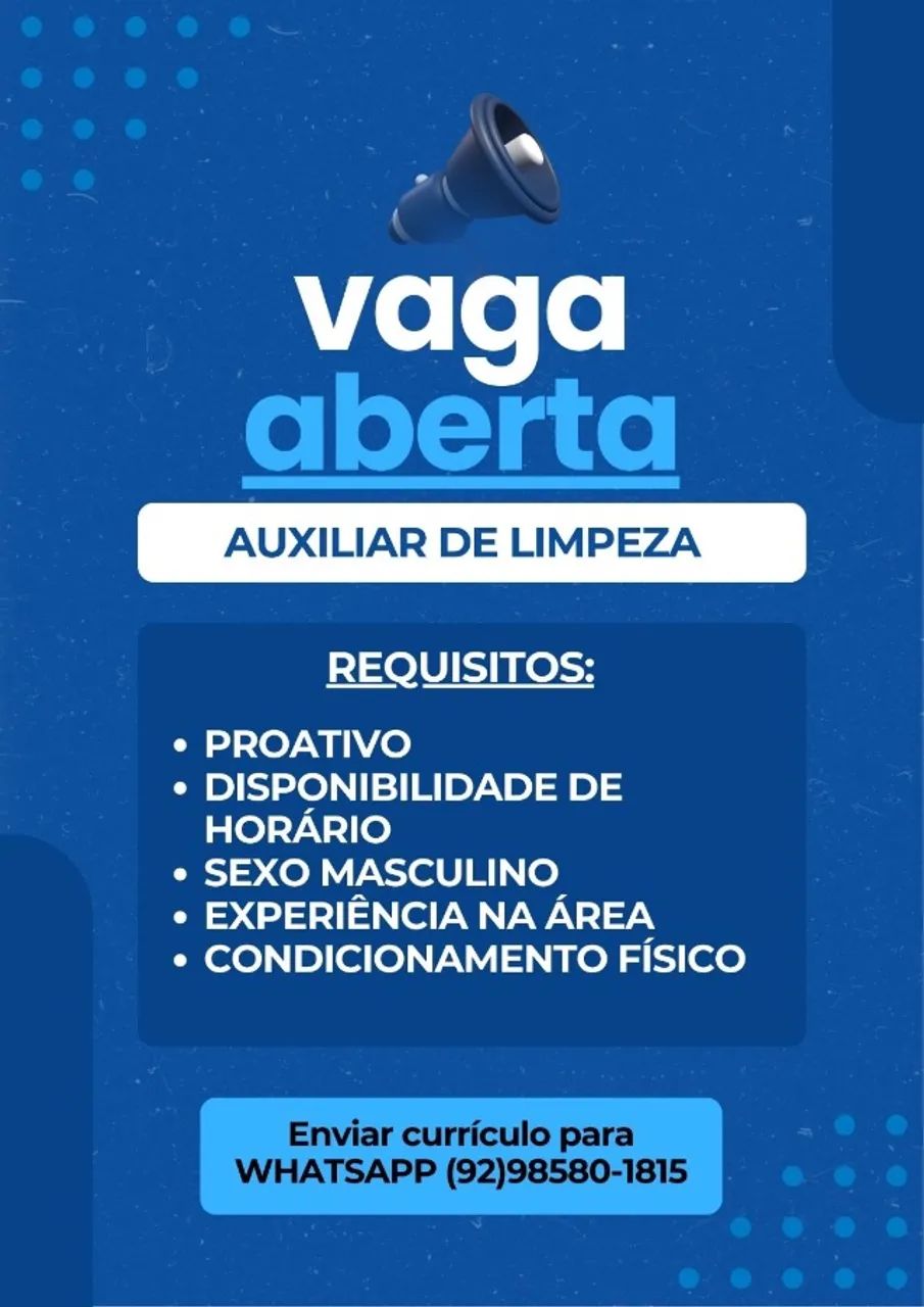 Vaga Aux de limpeza