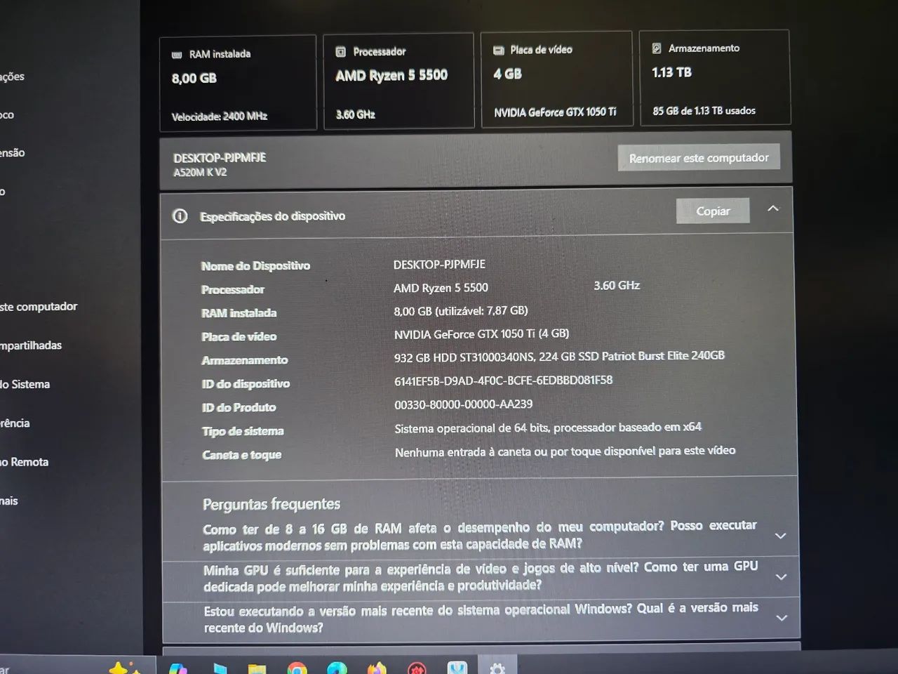 RYZEN 5 5500 GTX 1650 TI - Foto 4