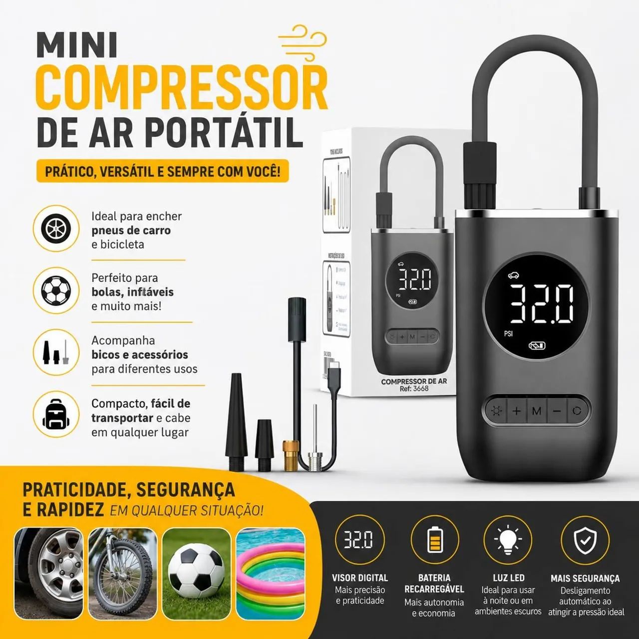 Mini compressor portátil 