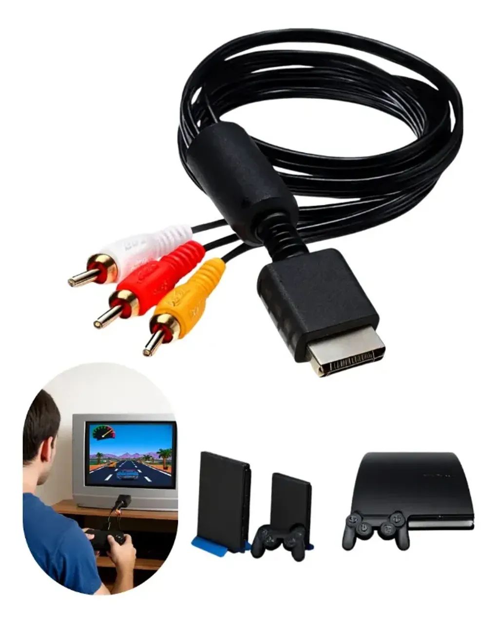 Cabo Av Playstation Ps2, Ps1, Ps3 Rca Audio E Vídeo Play - Foto 2