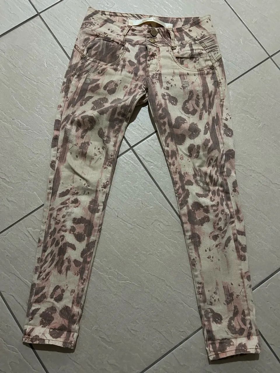calça jeans morena rosa estampada 38