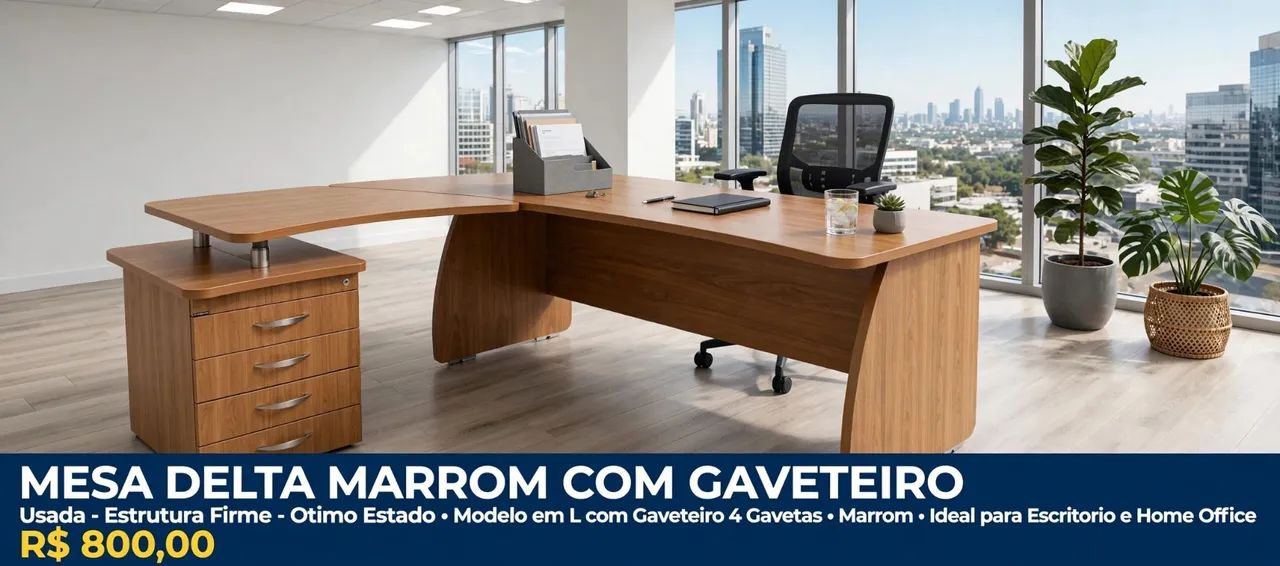 Mesa de escritório delta marrom (1.82x1.72) - Foto 2