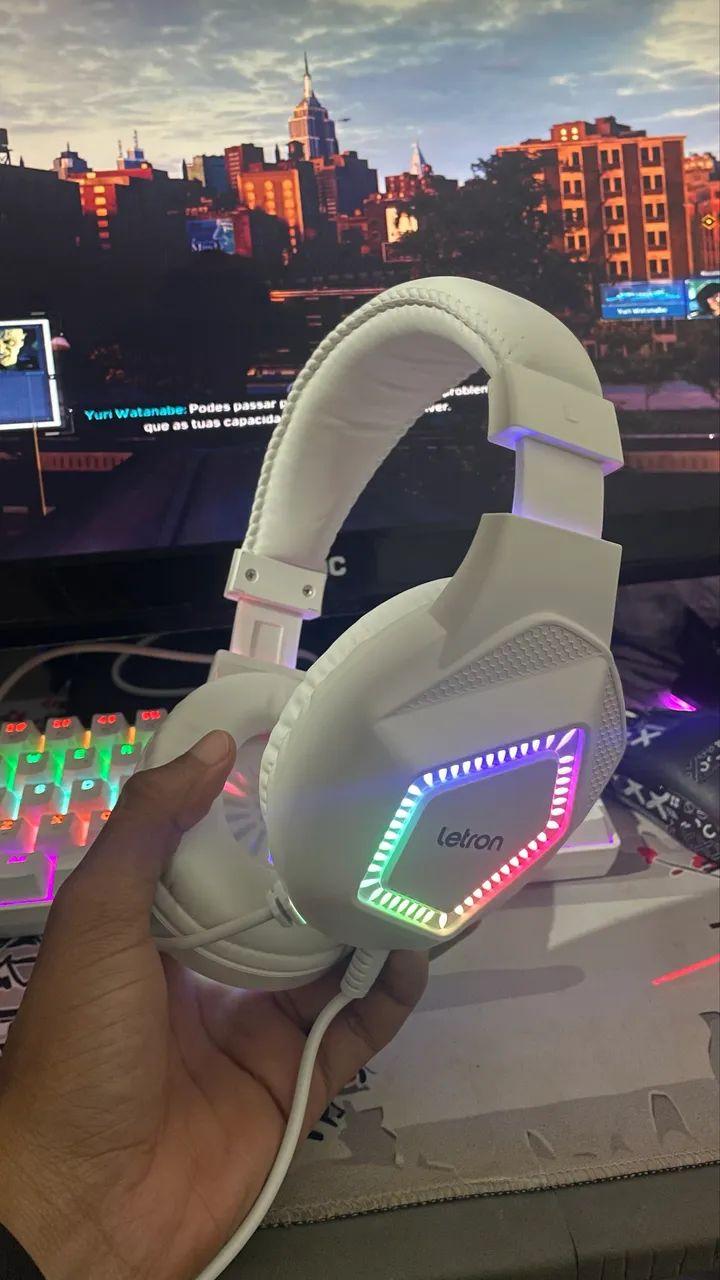 Headset Gamer Letron Branco com Microfone - Foto 2