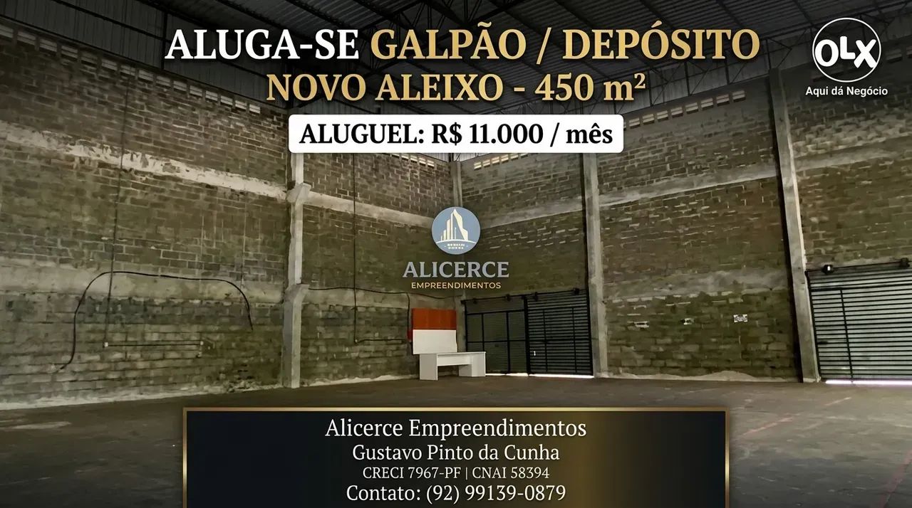 ALUGO GALPÃO DE 400 M2 NO NOVO ALEIXO COM DOCA