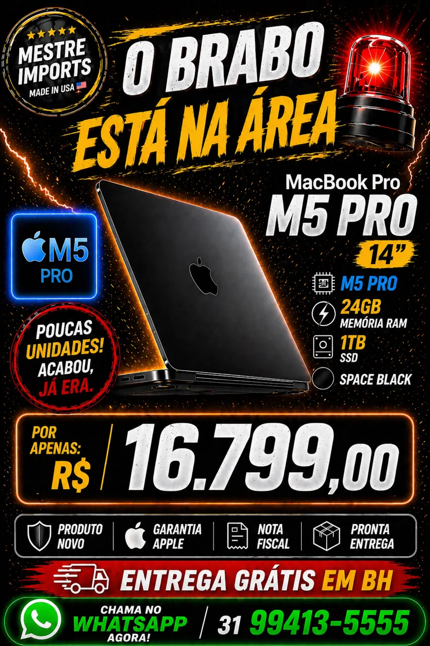 MacBook Pro M5 Pro 14 24GB RAM 1TB SSD Novo Lacrado Garantia Apple