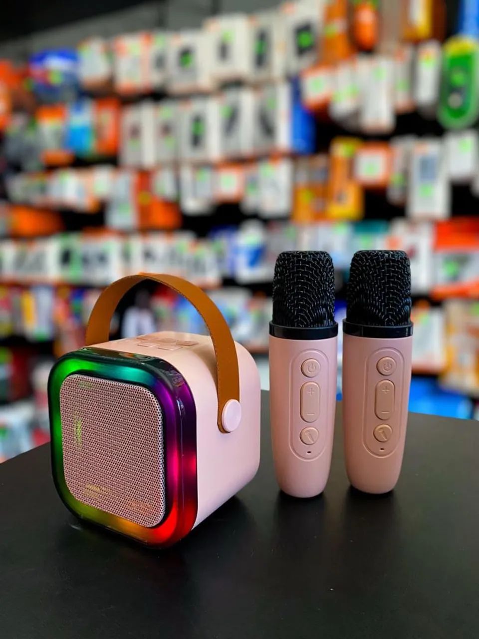 CAIXA DE SOM MINI COM 2 MICROFONES KARAOKÊ <br>?R$ 89,99 - Foto 3