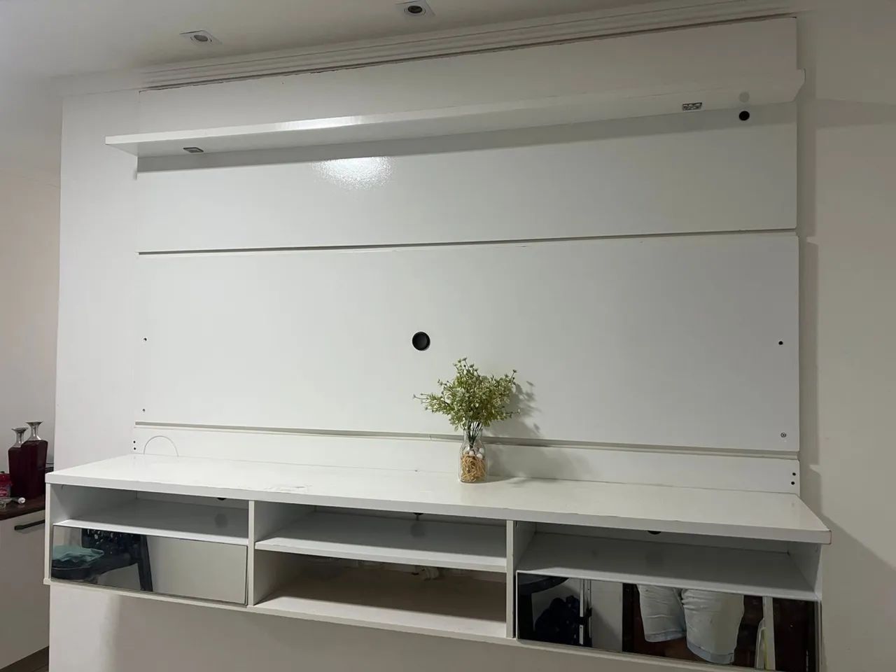 Large Suspended Panel with Two Mirrored Drawers