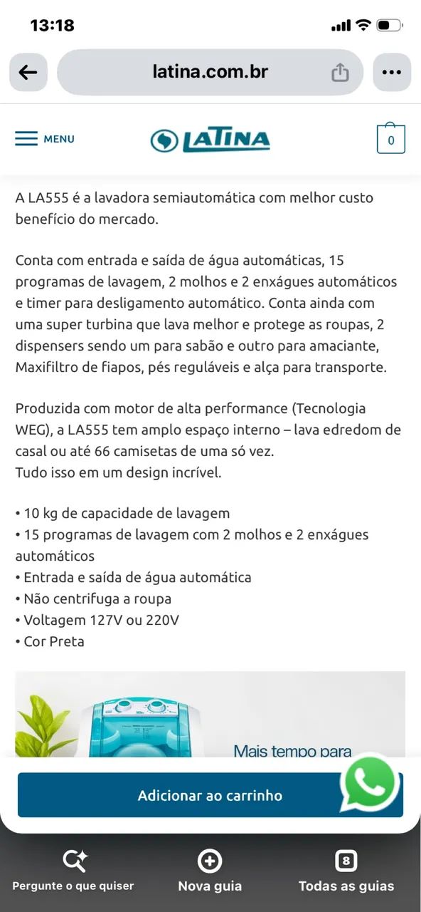Tanquinho Latina com entrada e saída de água automática  - Foto 4