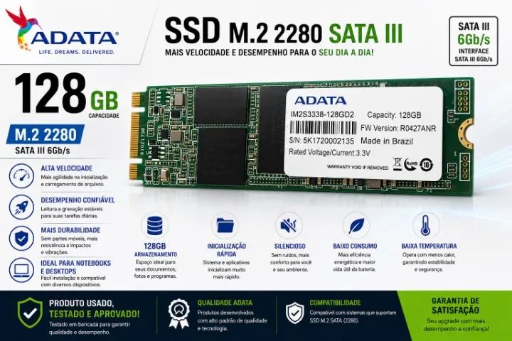SSD M.2 NGFF SATA III 2280 128GB ADATA M2     