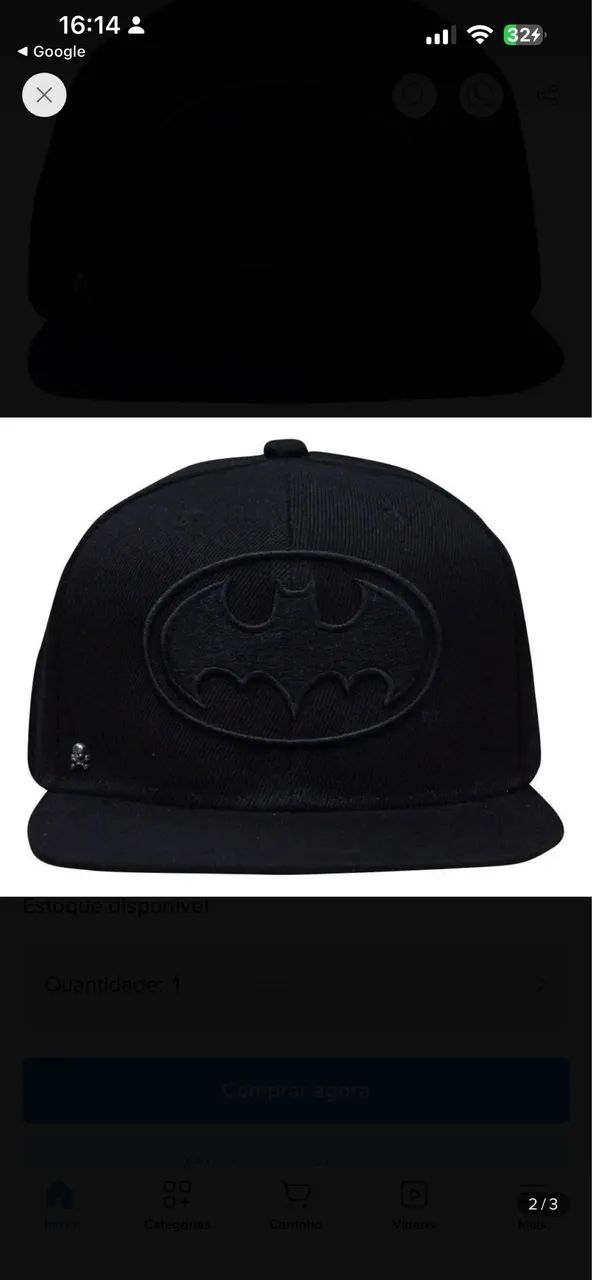 Bone preto com símbolo do Batman
