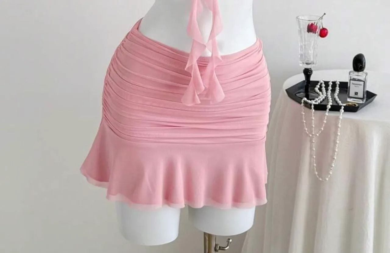 Saia Rosa Babadinho Impecável Nunca Usado - Foto 3