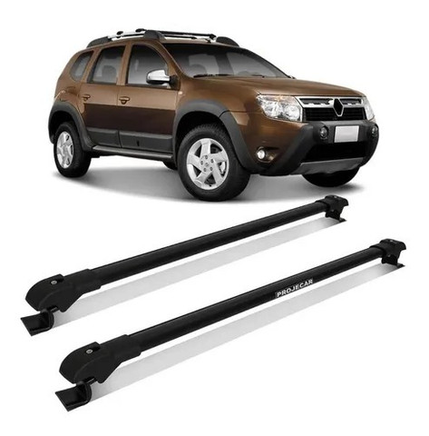 Rack de Teto Travessa Slim Renault Duster - Preto / Prata - Projecar