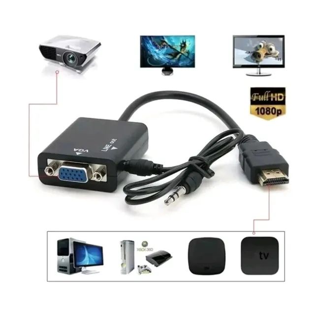 Cabo Adaptador Hdmi Para Vga Com Saida De Audio P2 - Foto 3
