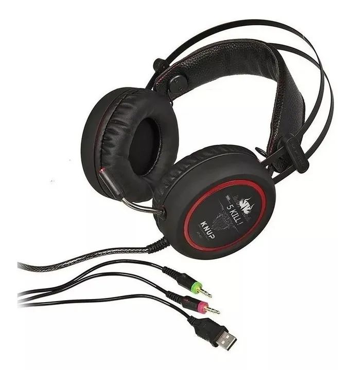 Fone De Ouvido Headset Over-ear Gamer Preto E Vermelho Com Luz Led (ENTREGA GRATIS) - Foto 2