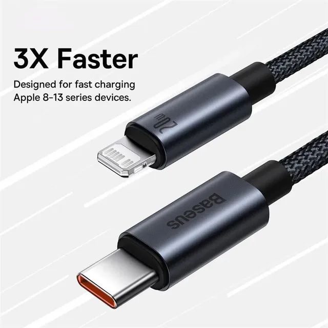 Cabo USB C Baseus PD carga rápida Ligthning para iPhone 1M - Foto 4