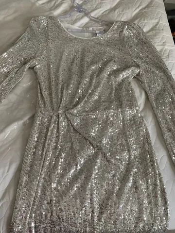 Vestido paetê prata