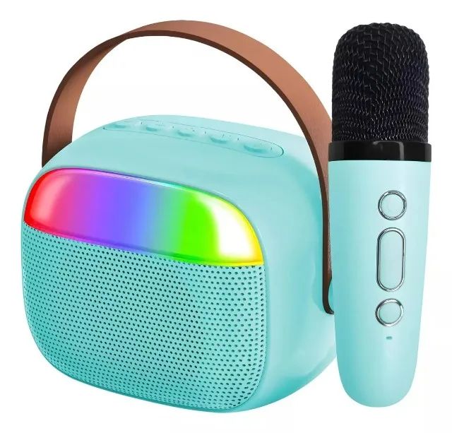 Caixinha De Som Karaoke Com Microfone Led Rgb Bluetooth - Foto 6