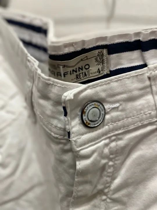 Calça branca, marfinno, modelo tradicional , tamanho 44 - Foto 4