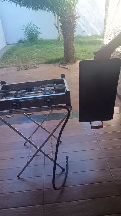 Fogão inox 2 boca com mesa para suporte e chapa de ferro - Foto 2