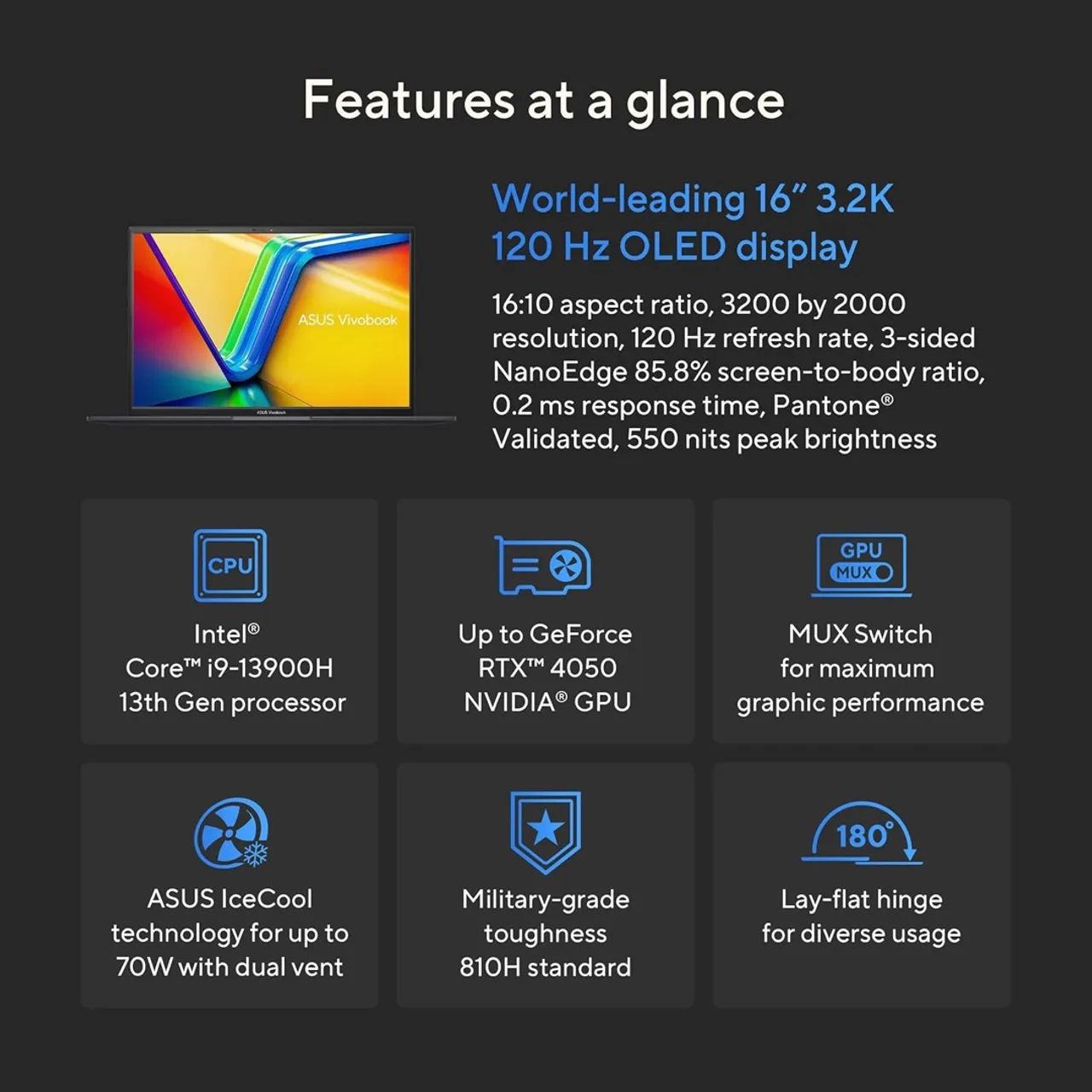 Notebook ASUS Vivobook 16x  i9-13900H RTX 4050 1TB SSD Wi-Fi 6E - Desempenho imbatível! - Foto 3