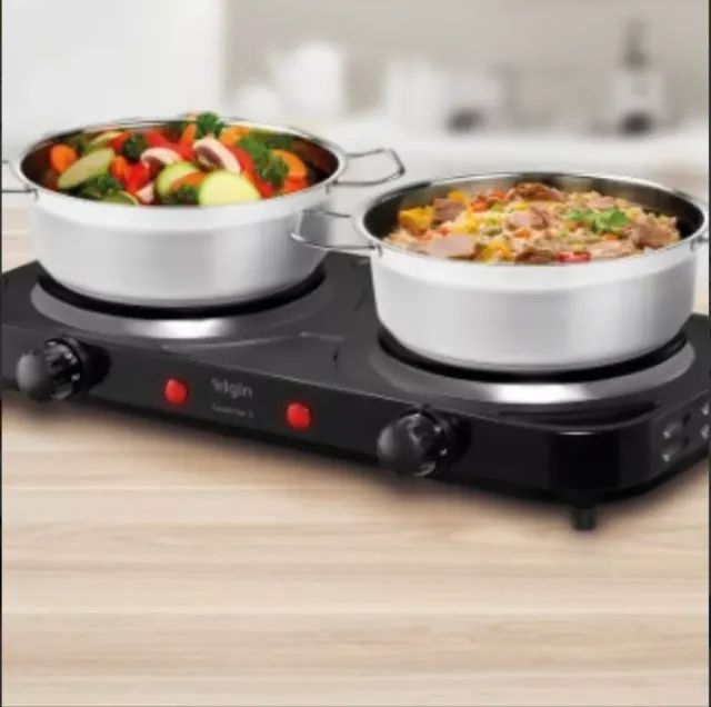 Fogão Gormet Cooptop 2 Bocas Elétrico Portátil 2000W 110V - Aceita Cartão