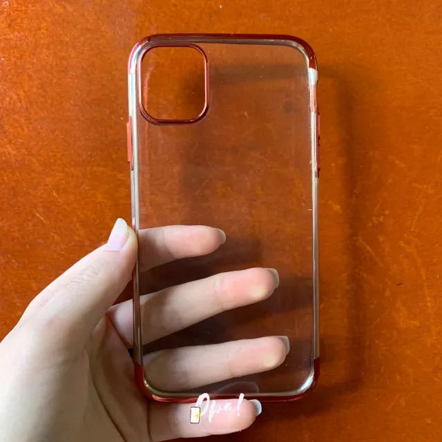 Capinha Iphone 11 - Transparente com borda Vermelha
