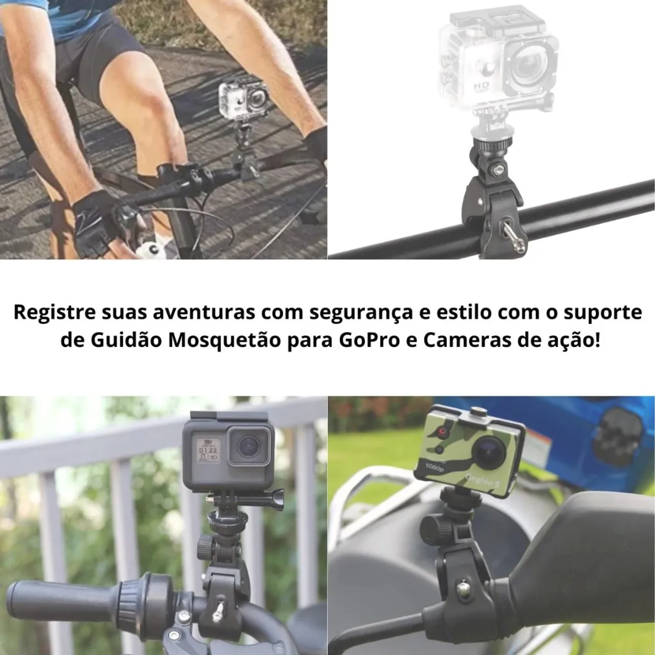 Suporte De câmera go pro para Guidão Mosquetão para Bicicleta E Moto