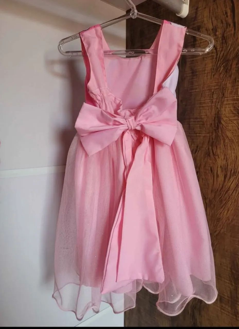 Vestido infantil festa Rosa Nuvem brilho - Foto 3