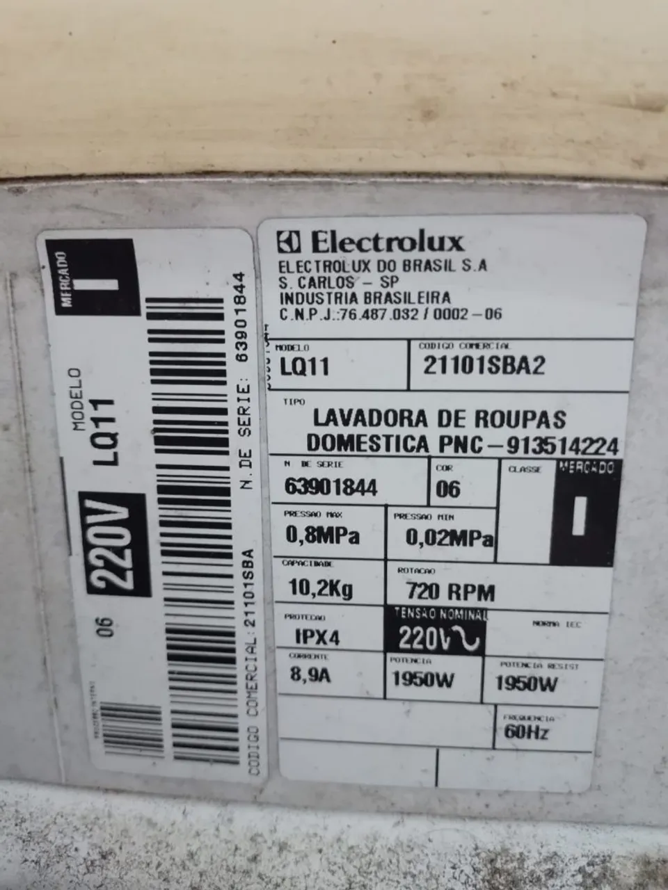 Doação para retirada de peças - Lavadora Electrolux