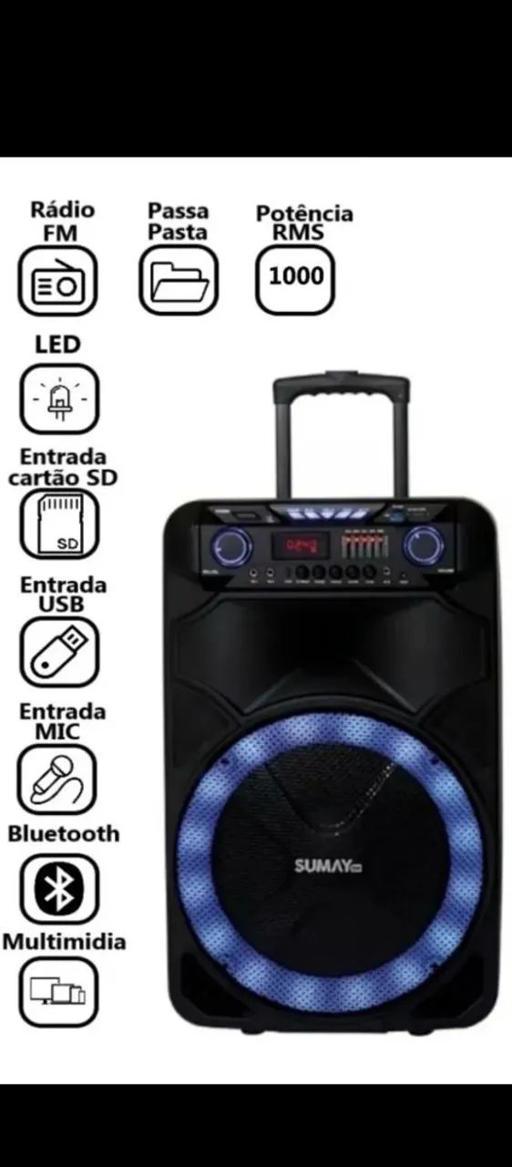 Caixa de Som Portátil SUMAY com Bluetooth - Foto 4