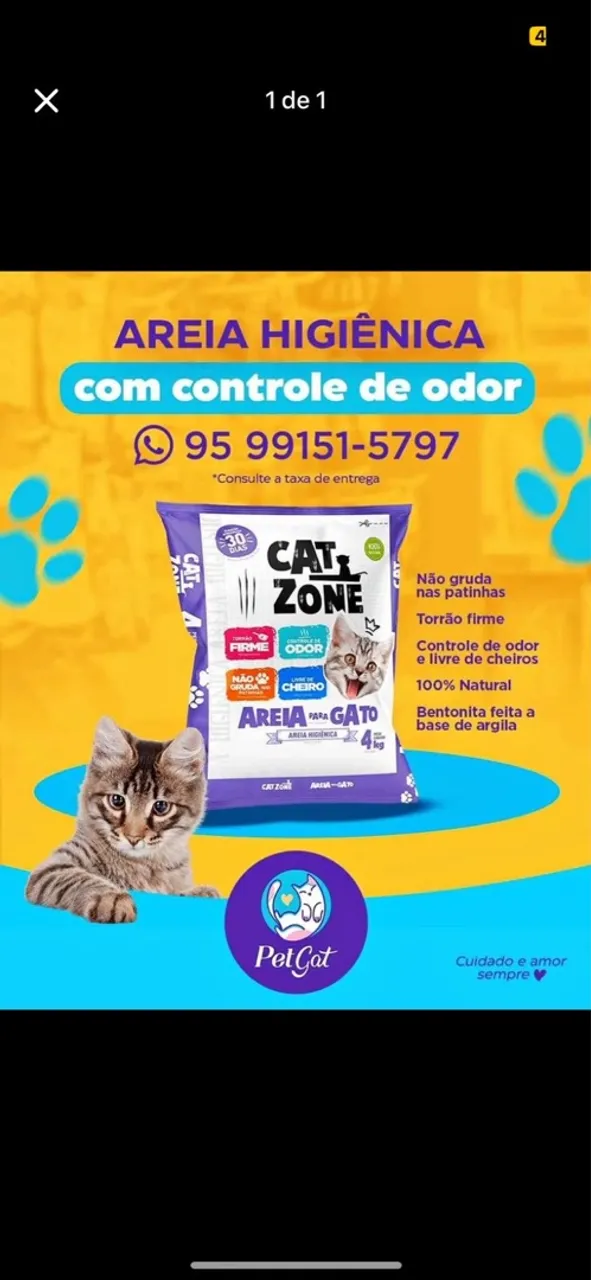 Areia Higiênica Cat Zone - Controle de Odor