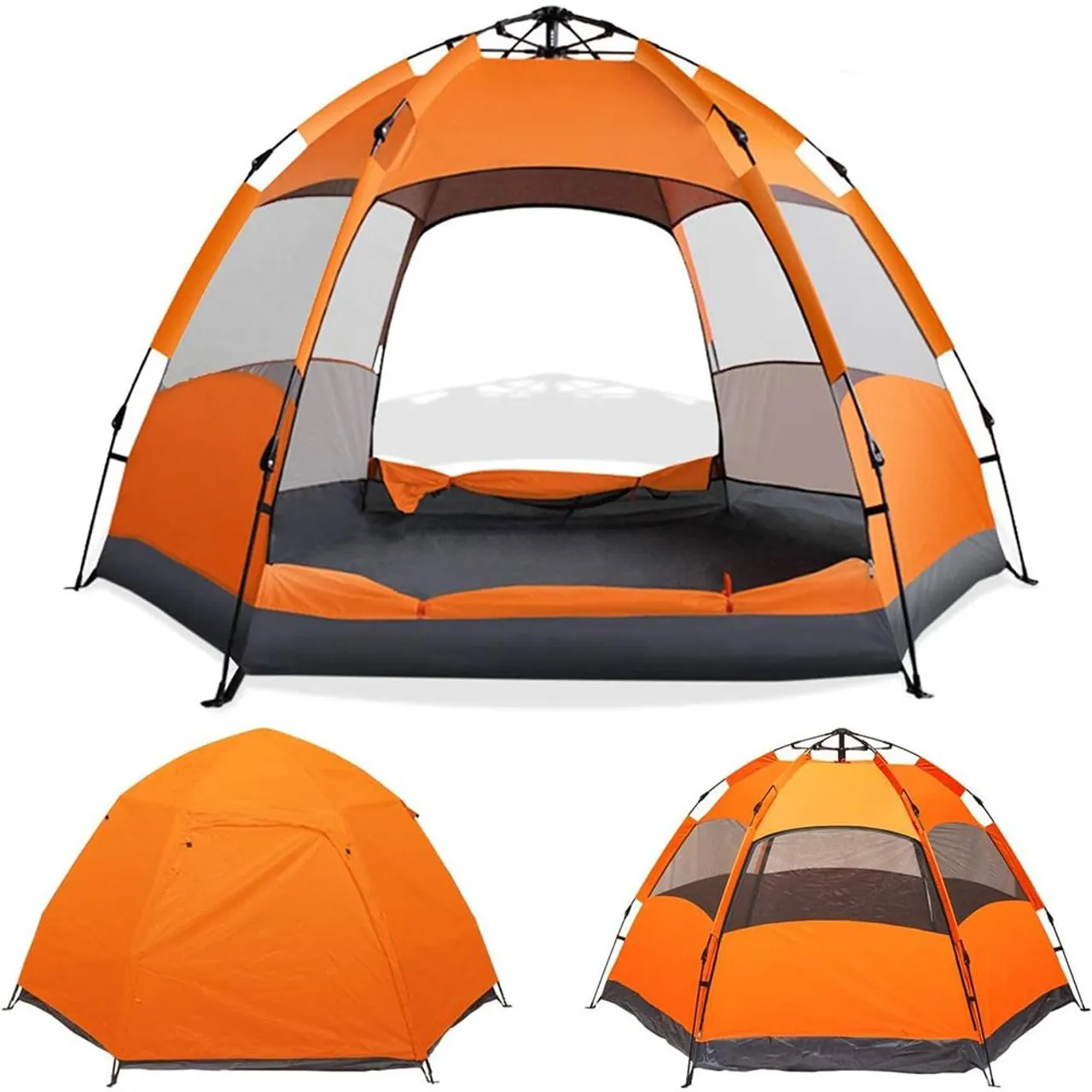 Barraca de Camping Automática Laranja - Ideal para 4 Pessoas