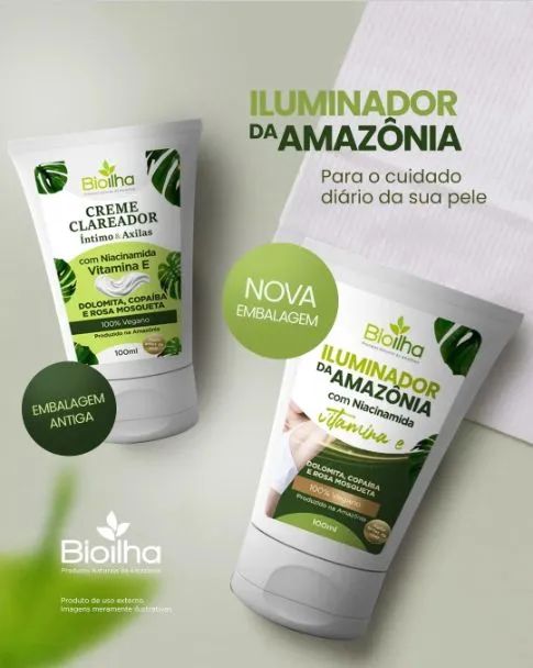 Creme clareador íntimo e iluminador facial da Amazônia - 