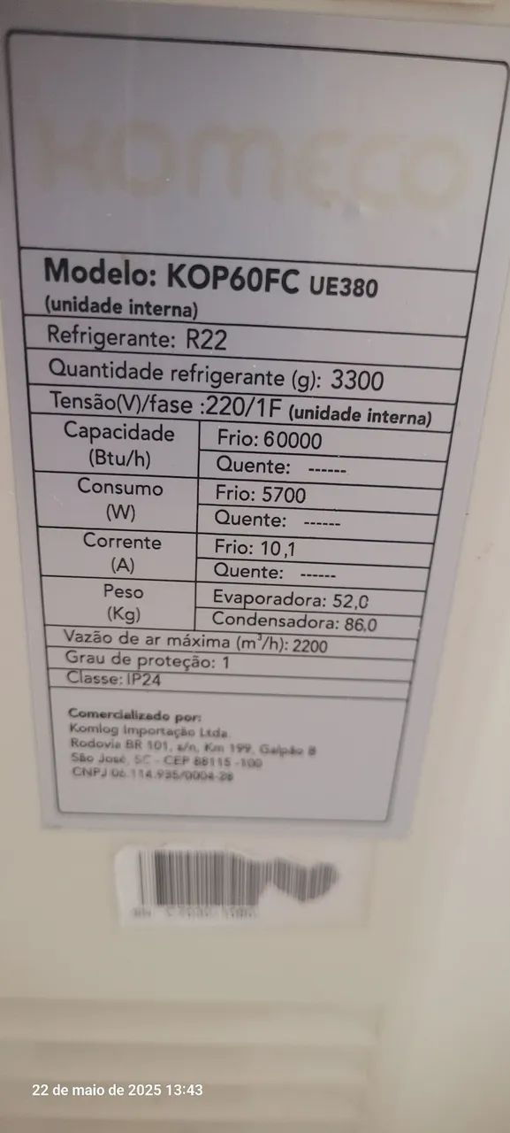 Ar condicionado Komeco 60.000bts para lojas - Foto 3