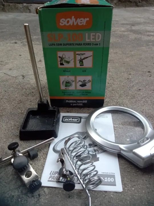 Lupa De Mesa Led Suporte Ferro Soldar 8d 5d Solver Slp-100