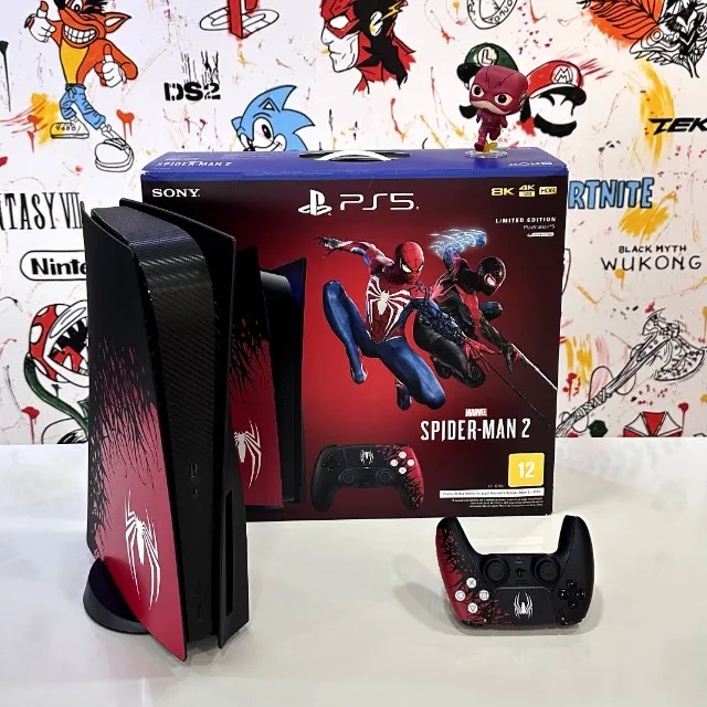 PS5 C/ Leitor 825GB | Edição Limitada Spider-Man 2 - Seminovo Impecável
