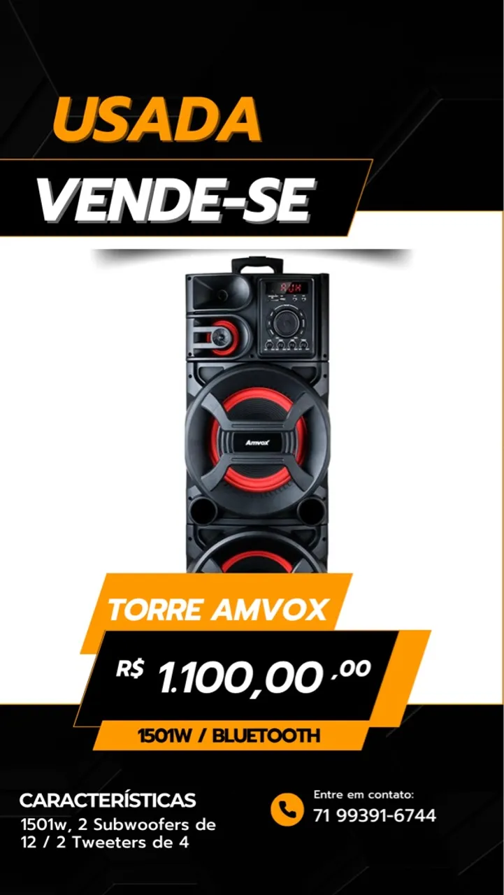 Torre de Som Amvox 1501W Bluetooth