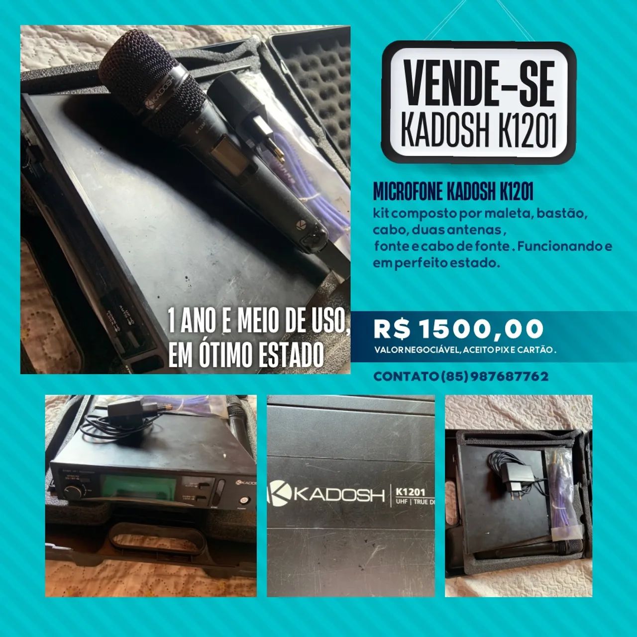 Vendo urgente!!! Microfone Kadosh K1201 - Sem fio