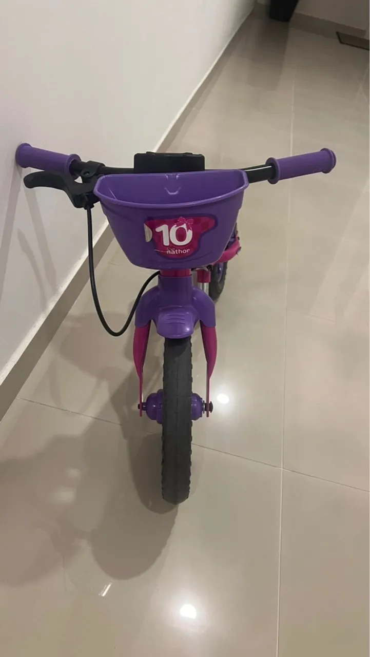 Bicicleta Infantil Aro 12 Nathor - Rosa e Roxo