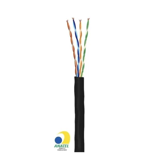 Cabo de rede cat 5e 30mt cor preto - novo
