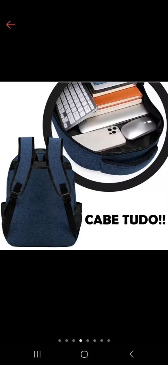Mochila Preta - Ideal para o Dia a Dia - Foto 5