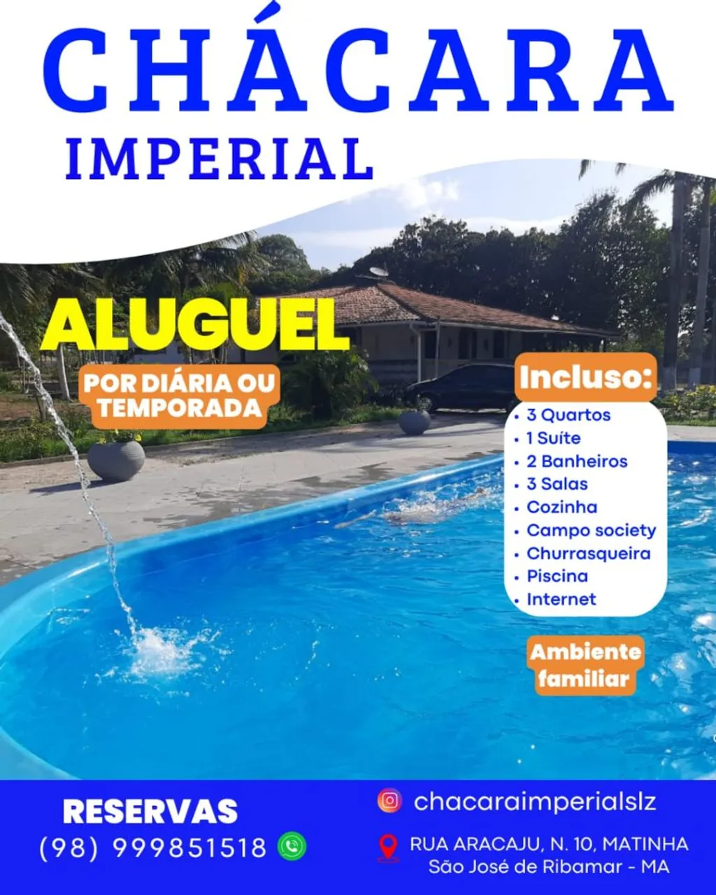 Aluga-se uma chácara para eventos e temporadas