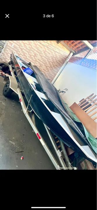 Canoa motor yamaha 15hp e carretinha