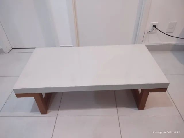 Mesa de centro com tampo de vidro branco fosco - Foto 3
