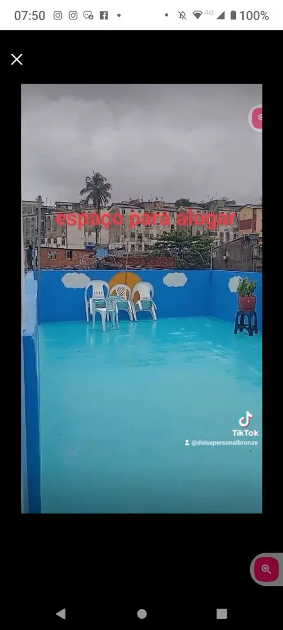 Laje livre com o local fechado e com telhado para montagem de biquíni no sol