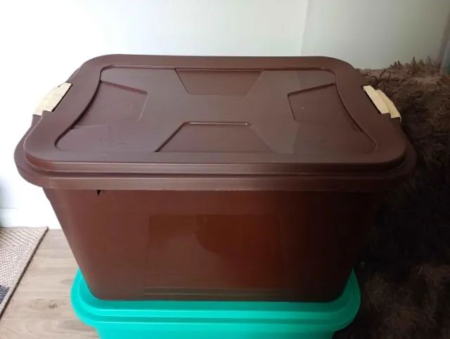 Caixa organizadora c/ tampa 56L Uninjet em Plástico Marrom 34 cm x 59 cm x 40 cm - Foto 4