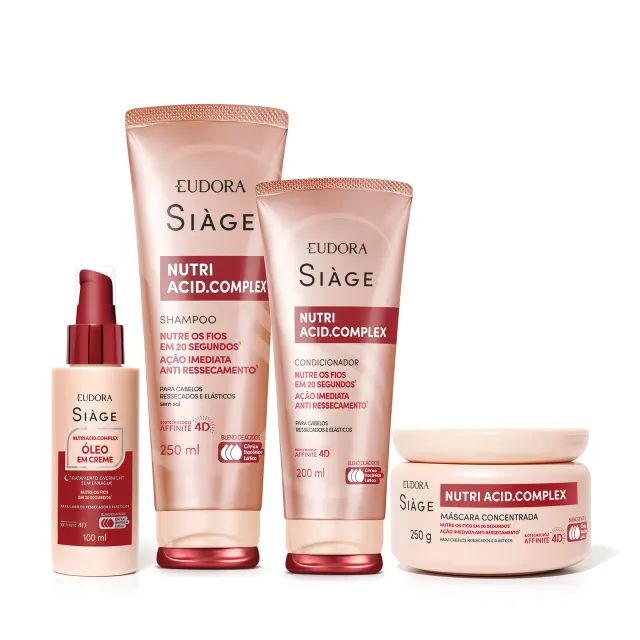 Kit Combo Eudora Nutri Acid Complex Shampoo + Condicionador + Máscara + Finalizador