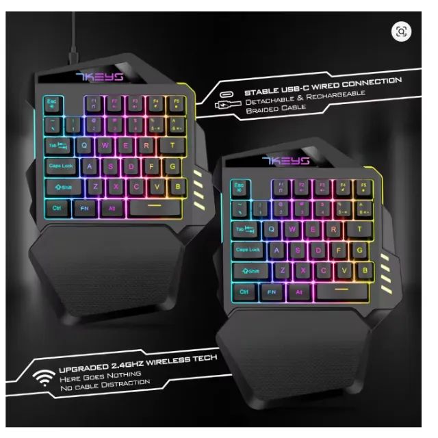 Mini Teclado 2.4G sem fio One Hand - Foto 2